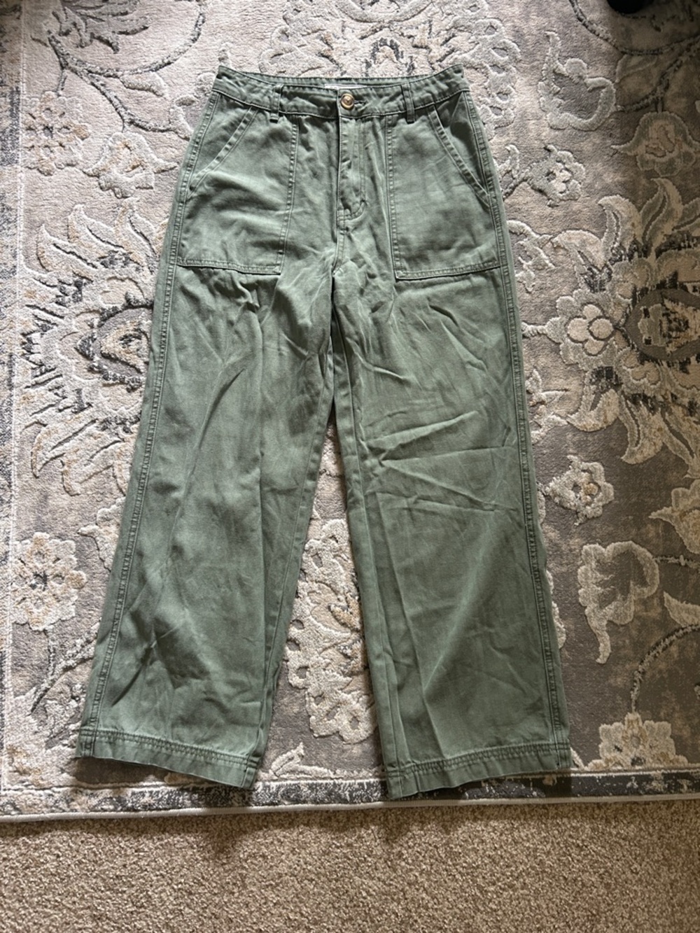 Downeast Olive Green Wide-Leg Pants